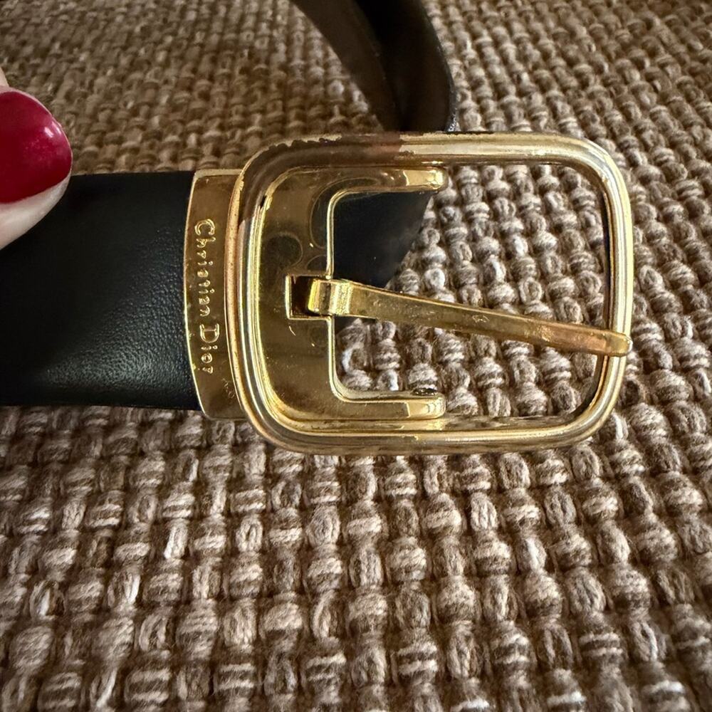 Christian Dior Black /Brown Belt with Gold Buckle - Picture 2 of 12